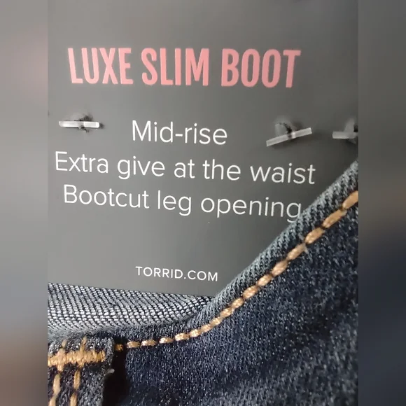 Torrid Luxe Slim Boot cut mid-rise slight flare jeans size 12 Tall rainstorm NWT - Picture 5 of 8
